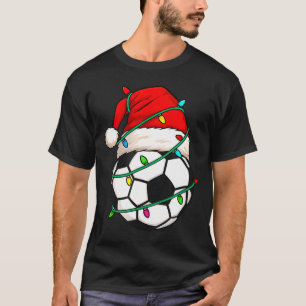 Soccer With Santa Hat Funny Christmas Xmas Gift  T-Shirt