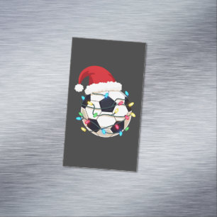 Soccer Wrapped in Christmas Lights Soccer Player Magnetic Business Card