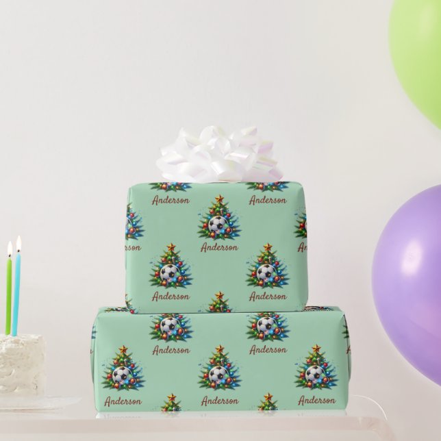 Soccer Wrapping Paper Christmas Custom Name Gift (Party Gifts)