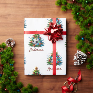 Soccer Wrapping Paper Christmas Custom Name Gift