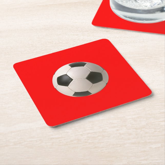 Soccerball Square Paper Coaster (Angled)