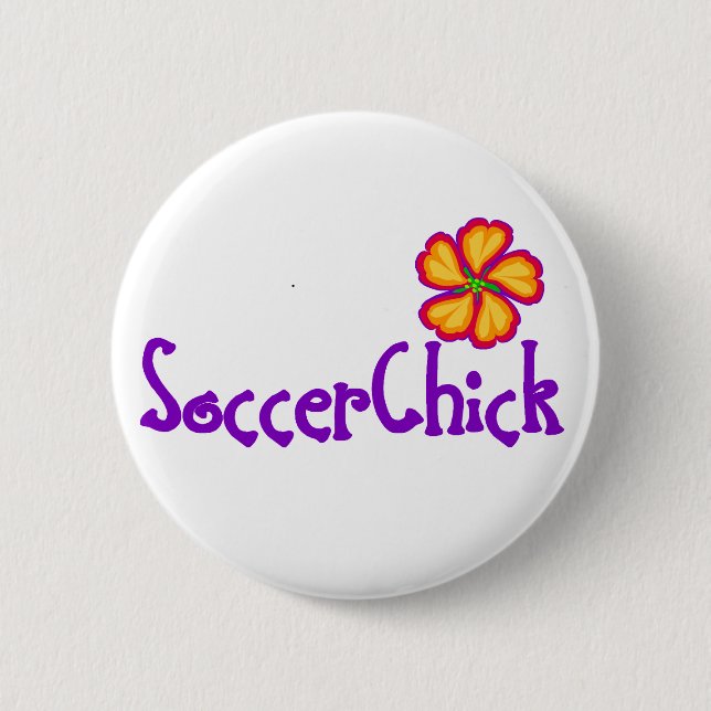 SoccerChick FlowerDark 6 Cm Round Badge (Front)