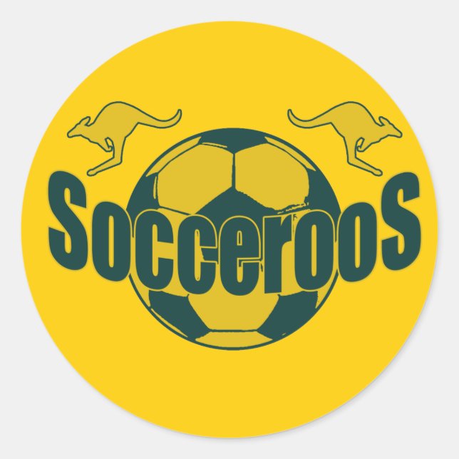 Socceroos world soccer Roos logo gifts Classic Round Sticker (Front)