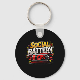 Social Battery 0 Funny Introvert Low Energy Humour Key Ring