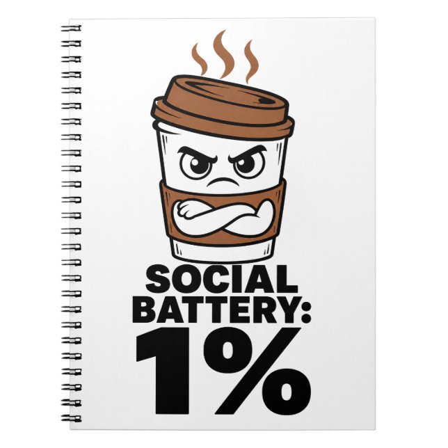 Social Battery 1% Funny Introvert Journal (Front)