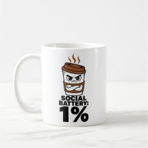Social Battery 1% Mug Funny Introvert Gift