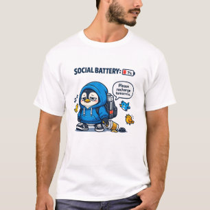 Social Battery 1 Percent Funny Penguin Vector T-Shirt