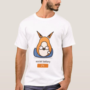 Social Battery 2 Percent Funny Introvert Fox T-Shirt