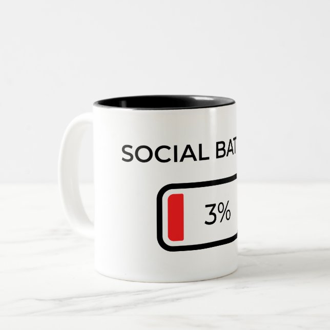 Social Battery 3% - Coffee Mug (Front Left)