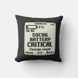 Social Battery Critical Funny Introvert Tech Desig Cushion