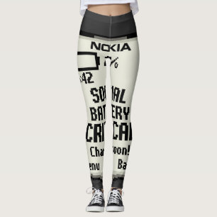 Social Battery Critical Funny Introvert Tech Desig Leggings