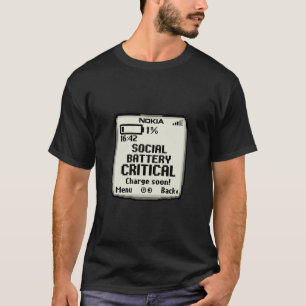 Social Battery Critical Funny Introvert Tech Desig T-Shirt