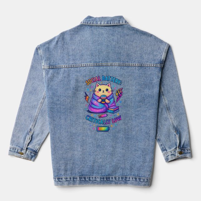 Social Battery Critically.... Denim Jacket (Back)