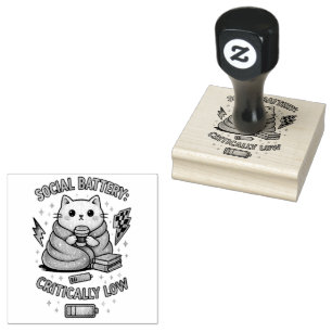 Social Battery Critically.... Rubber Stamp
