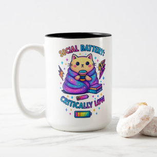 Social Battery Critically.... Two-Tone Coffee Mug