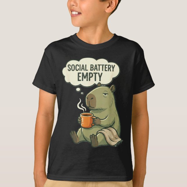 Social battery empty funny capybara coffee T-Shirt (Front)