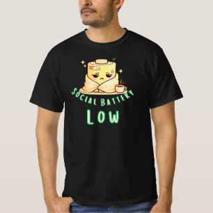 Social Battery Low Cute Introvert Humor Design T-Shirt