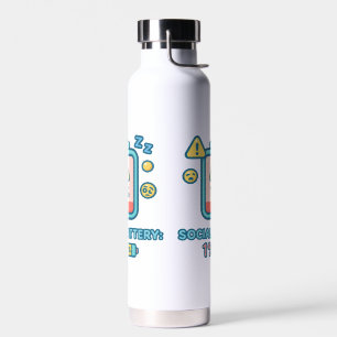 Social Battery Low Funny Introvert Design Water Bottle