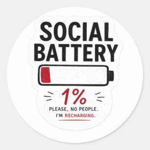 Social Battery Low Funny Introvert Sticker Minim