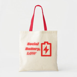 Social Battery Low Introvert Funny Minimalist  Tote Bag