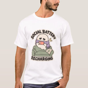 Social Battery Recharging Cosy Introvert Ghost T-Shirt