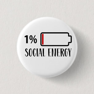 Social Battery Social Energy Introvert  3 Cm Round Badge