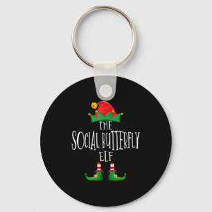 Social Butterfly Elf Shirt Family Matching Group C Key Ring