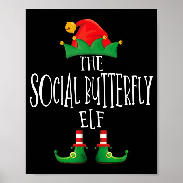 Social Butterfly Elf Shirt Family Matching Group C Poster (Front)