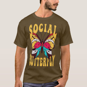 Social Butterfly Retro Vintage Outgoing 90s 70s Hi T-Shirt