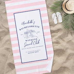 Social Club Preppy Bachelorette Party Beach Towel
