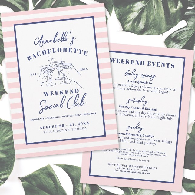 Social Club Preppy Bachelorette Party Invitation (Social Club Preppy Bachelorette Party Invitation)