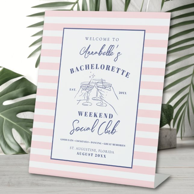 Social Club Preppy Bachelorette Party Welcome Sign (Social Club Preppy Bachelorette Party Welcome Sign)