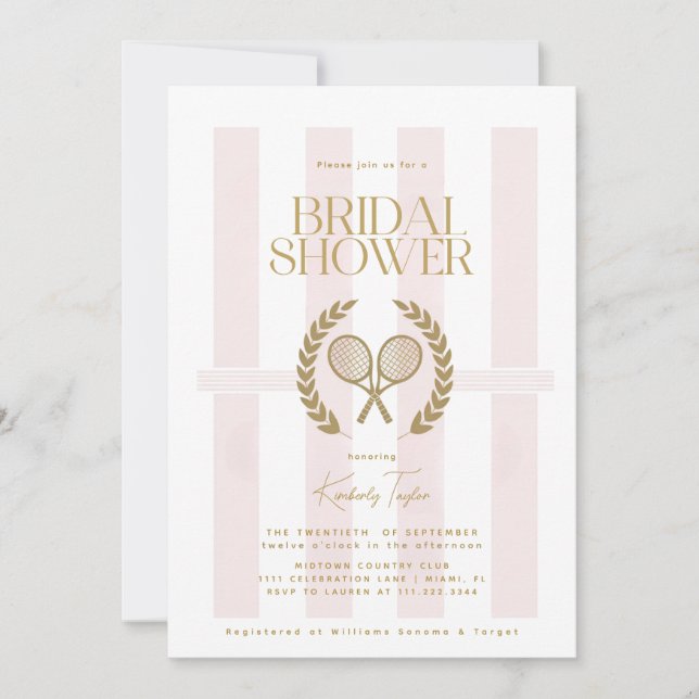 Social Club Tennis Club Bridal Shower Invitation (Front)