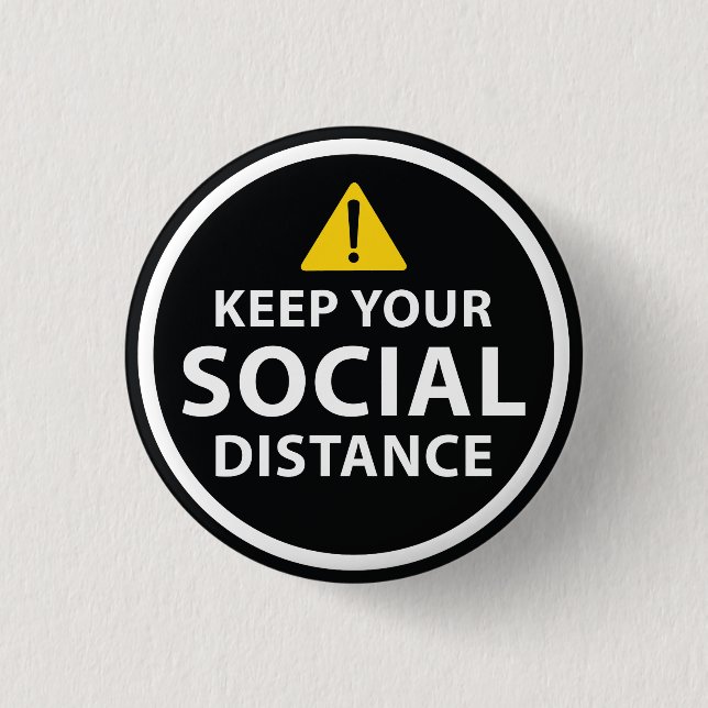 Social Distance 3 Cm Round Badge (Front)