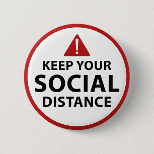 Social Distance 6 Cm Round Badge