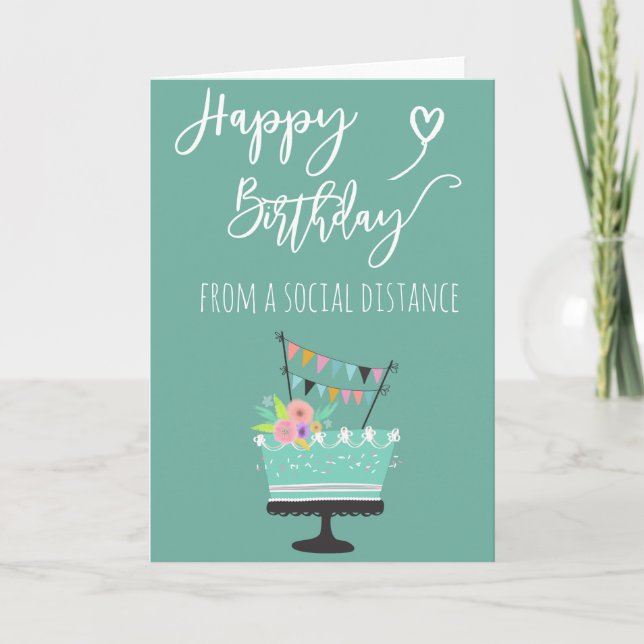 Social Distance Happy Birthday Covid-19 Card (Front)