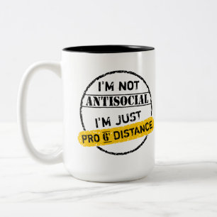Social Distance Humor Two-Tone Coffee Mug