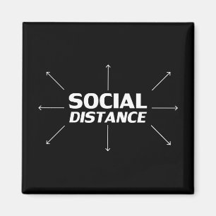 Social Distance modern typography arrows fun black Magnet