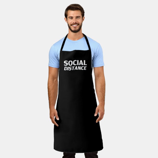 Social distance modern typography funny black apron (Worn)
