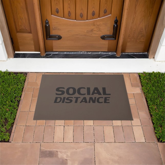 Social Distance modern typography funny brown Doormat (Outdoor)