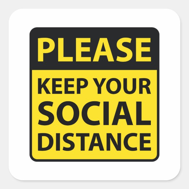 Social Distance Square Sticker (Front)
