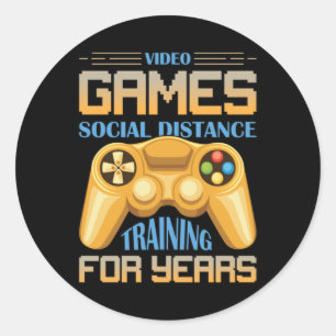 Social Distance Training For Years Video Game Classic Round Sticker