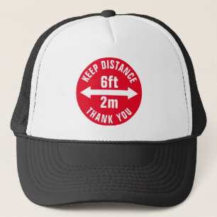 Social Distancing 6ft Keep Distance Thank You sign Trucker Hat