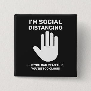 Social Distancing Antisocial Introvert Stay Away 15 Cm Square Badge