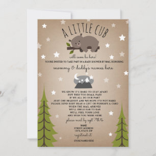 Social Distancing Baby Shower Mail Bear Brown Invitation