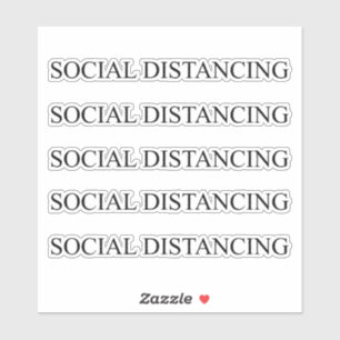 "social distancing" black - 5 stickers per sheet