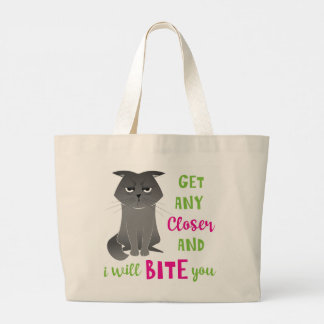 Social Distancing Cat Tote Bag - I will Bite You