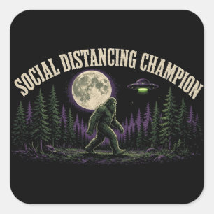 Social Distancing Champion Bigfoot UFO Sticker