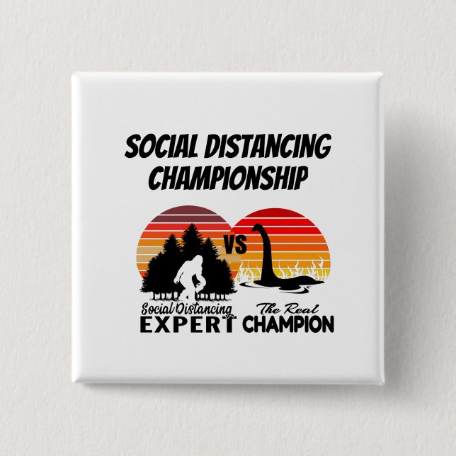 Social Distancing Championship - Yeti Vs Nessie 15 Cm Square Badge (Front)
