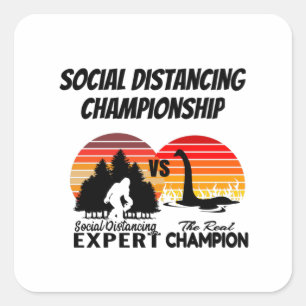 Social Distancing Championship - Yeti Vs Nessie Square Sticker